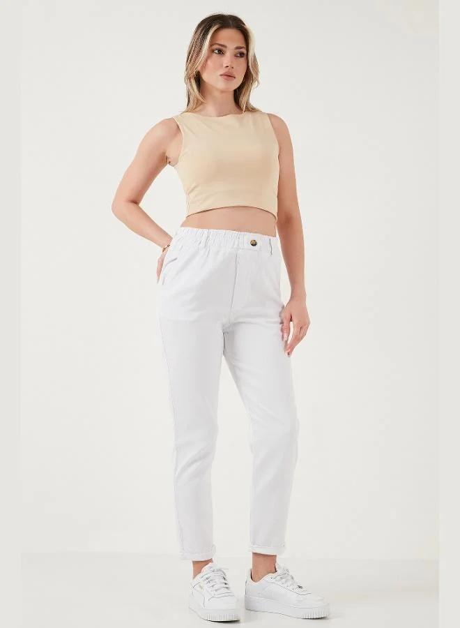 ليلا Lela Cotton Standard Fit High Waist Straight Leg Trousers Women's Pants 668YP4924